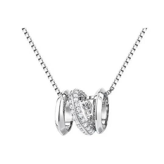 KADER 925 Silver Set With Diamonds Necklaces Women's Silver White, Goddess Exclusive Festival Box