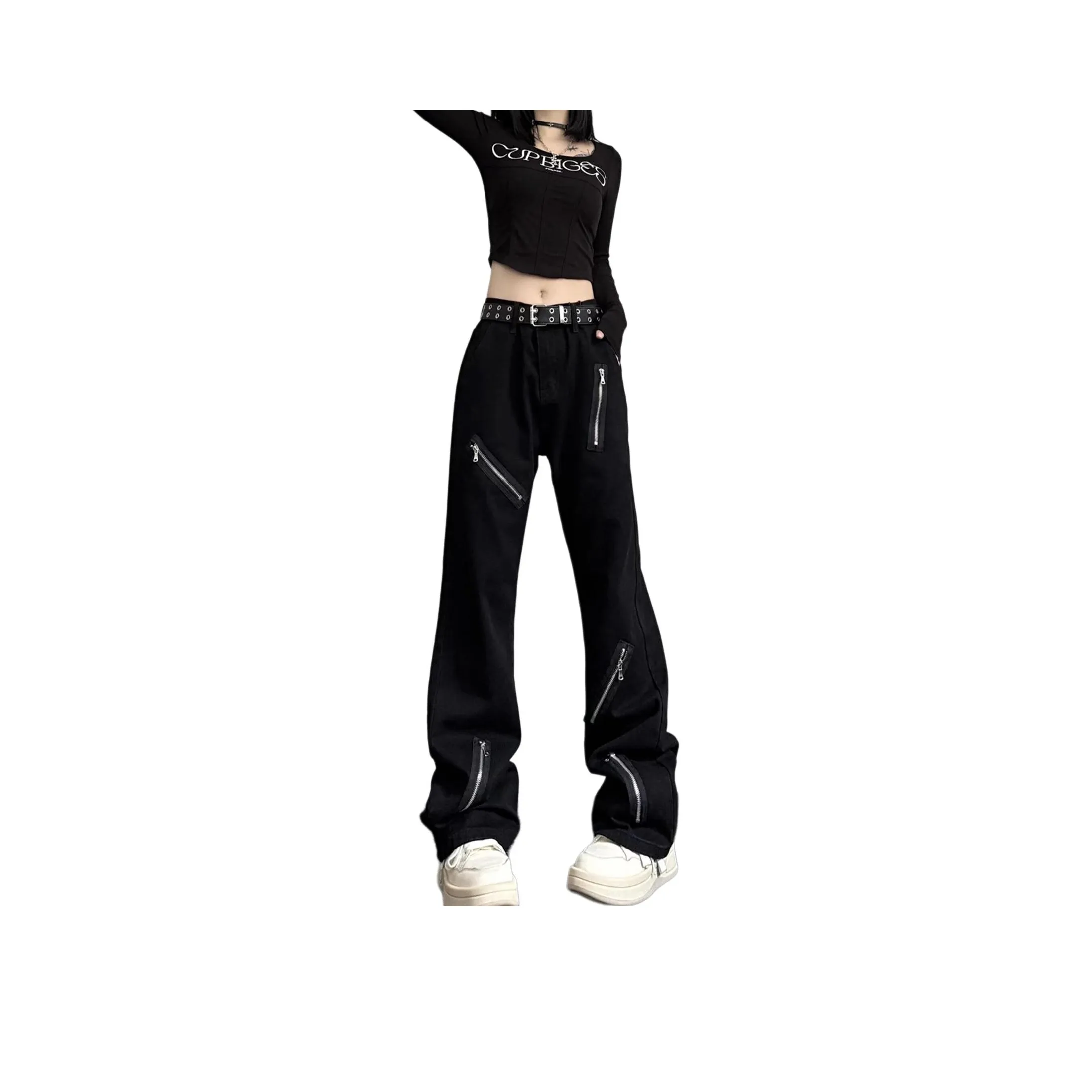 PISYPOX Черные Унисекс Джинсы