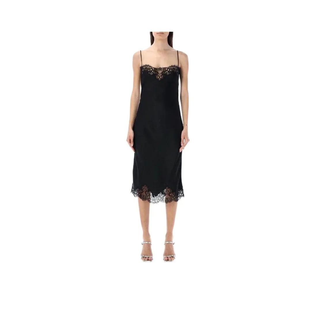 Stella McCartney Guipere Lace trim Satin Midi Dress