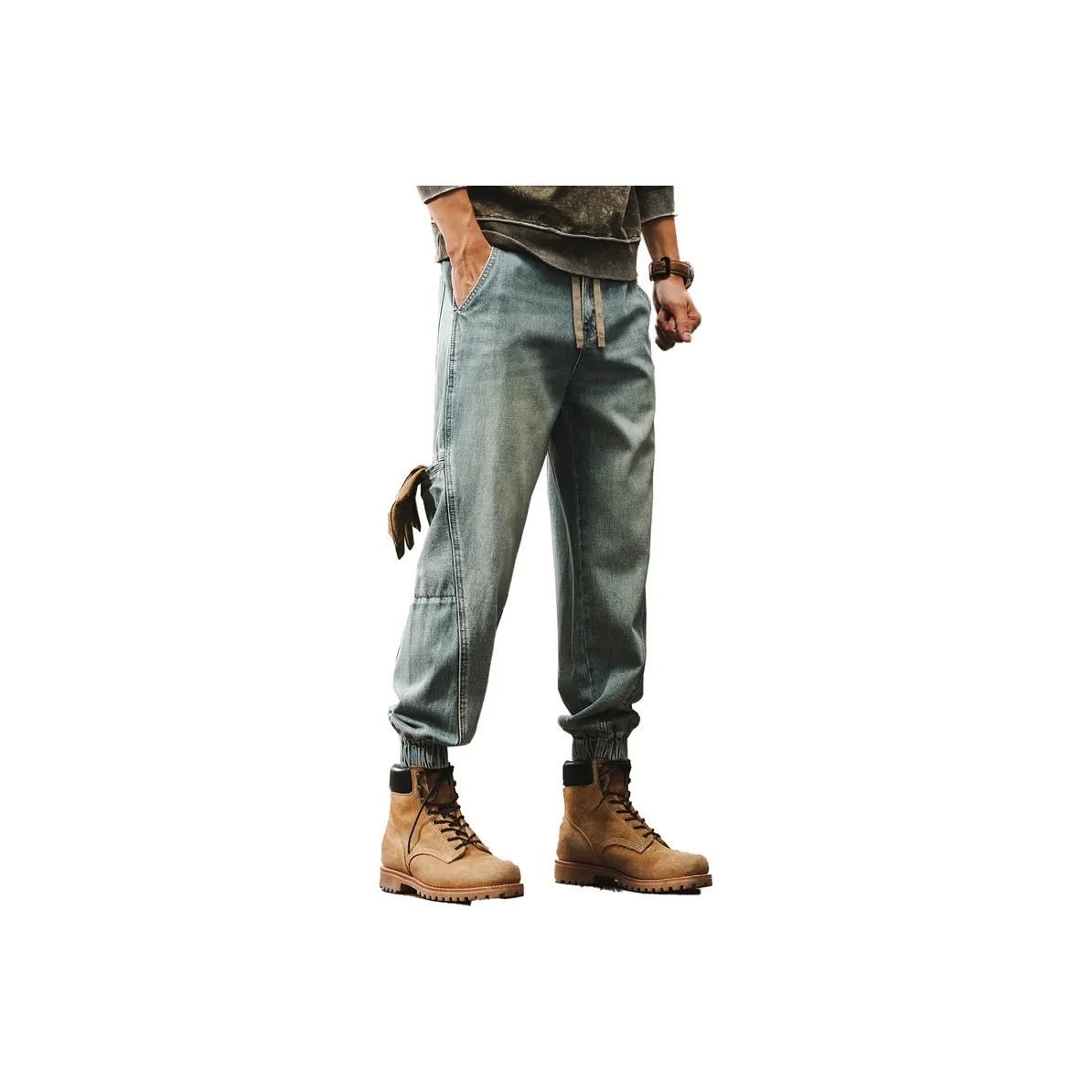 JIELEINUO Синий Мужской Джинсы