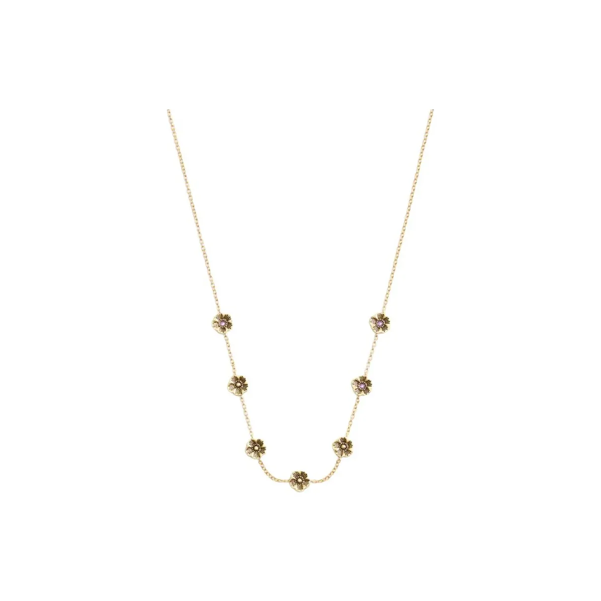 COACH Brass Plated, Glass, Cubic Zircon Necklaces Women's Gold