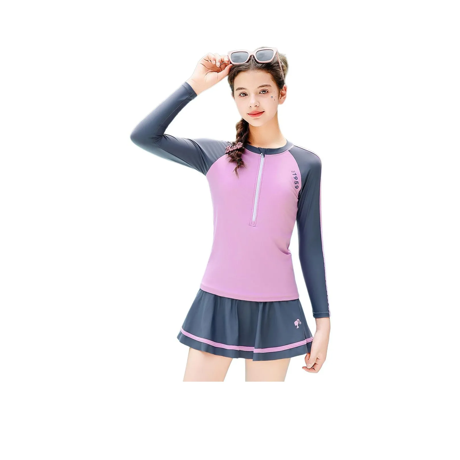 Барби Купальники Лето Весна Дети Возраст 3-7 лет Черный Фиолетовый