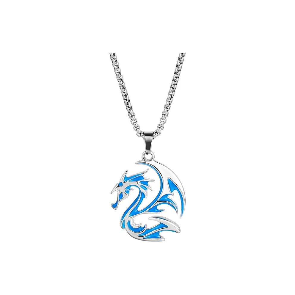 FOREVER MELODY Ожерелья из титанового стального сплава Мужской Серебряный Синий