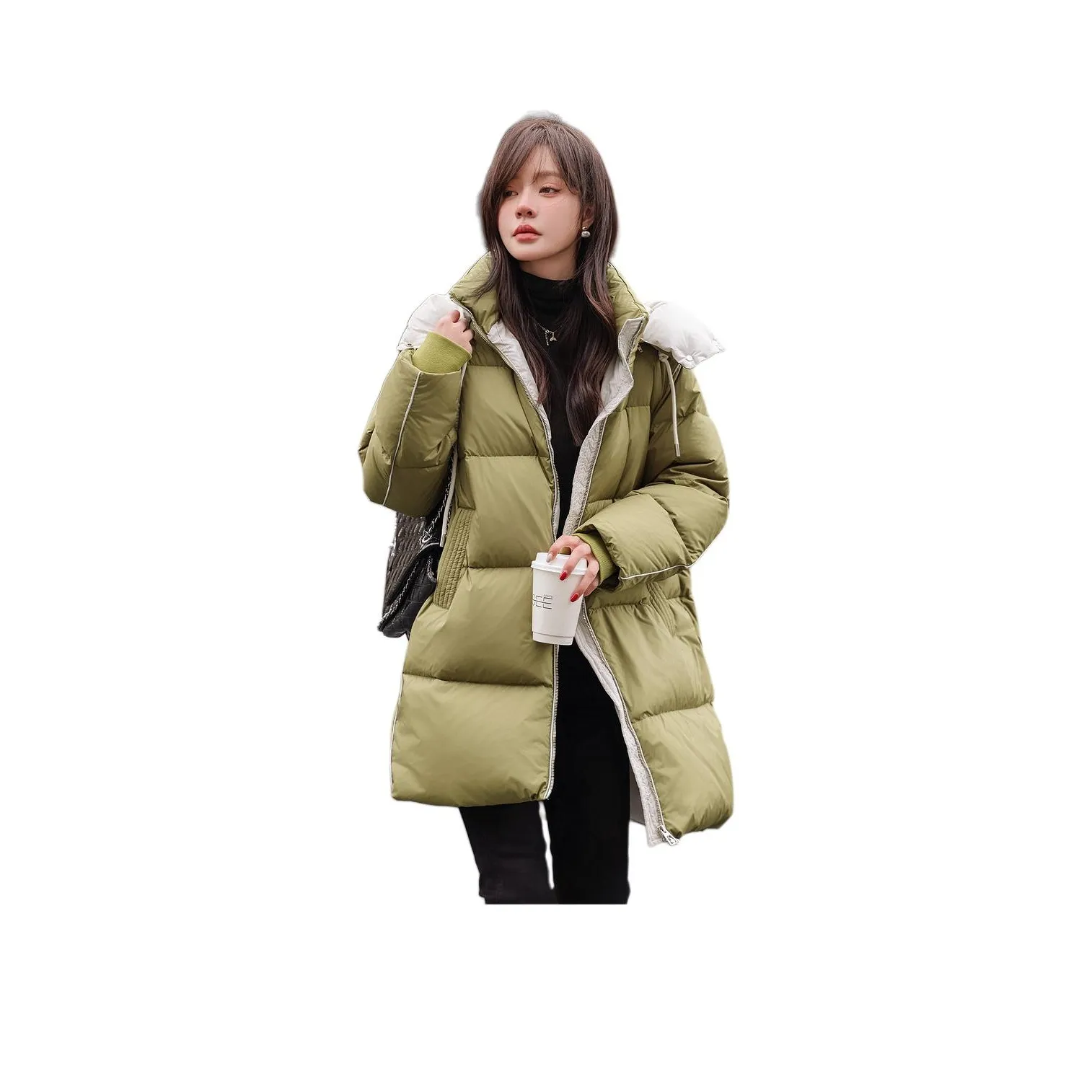 Mo Han Yi Mei Пуховик Женские Осенний зеленый