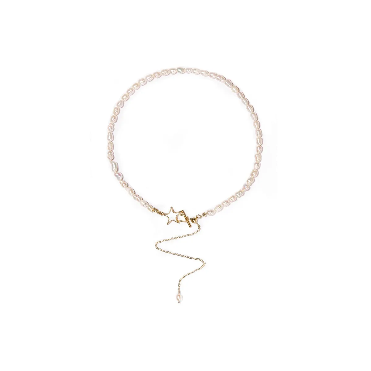 a.b.art Ожерелье с цепочкой на ключицу из пресноводного жемчуга Женское