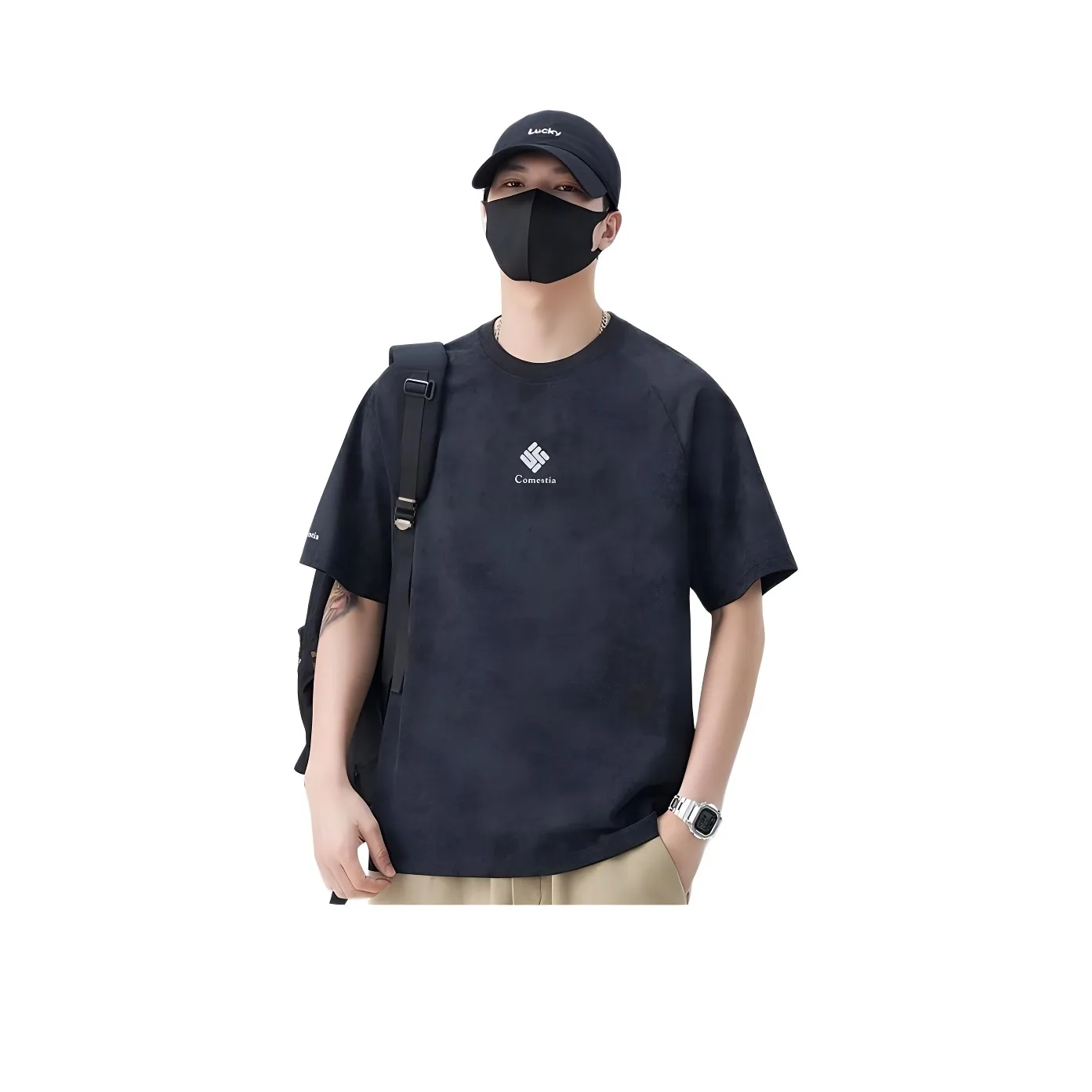 Wooden Rabbit Повседневный Универсальный Fashion Minimalist Style Модный Tie Dye Жилет С принтом Локоть Длина Рукавов Мужской