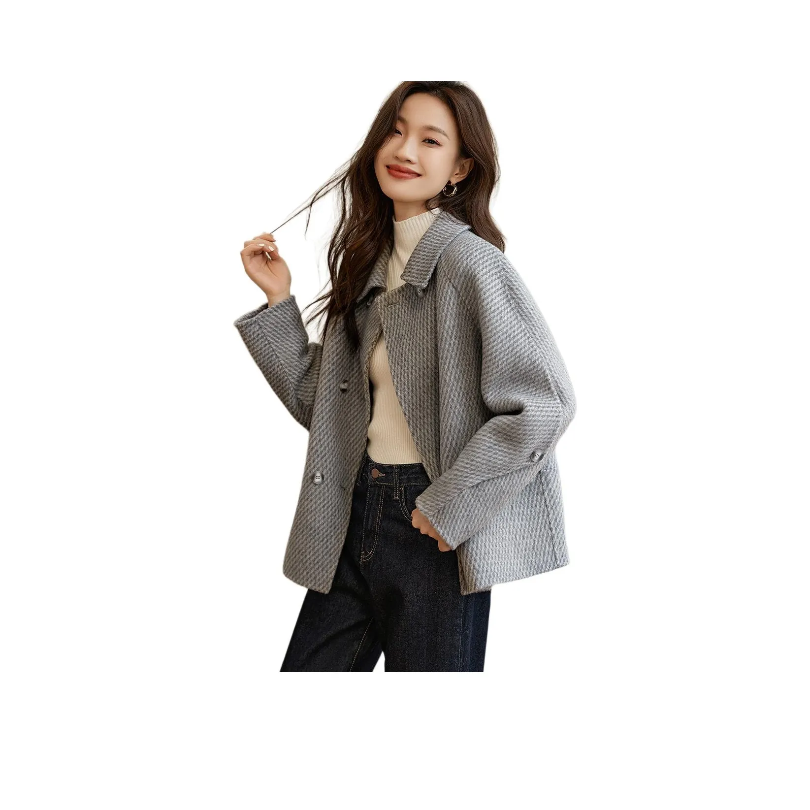 Mo Han Yi Mei Пальто Женское Средне-Серое