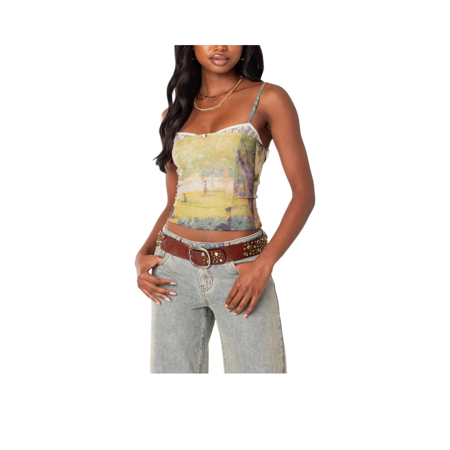 Edikted PICTURE Perfect Кружево BRA TOP Топ на бретелях Женские Зеленый