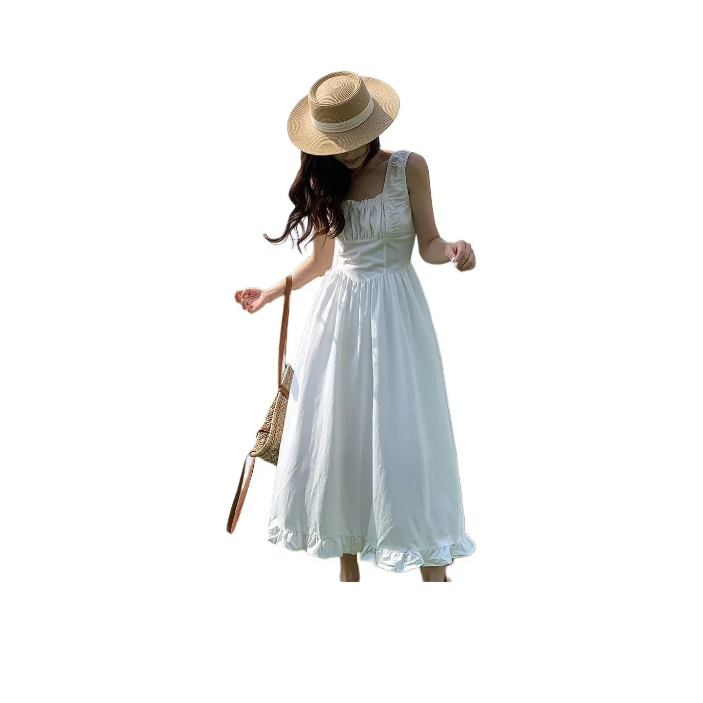 NANING9 Без рукавов Платье Женское Белое