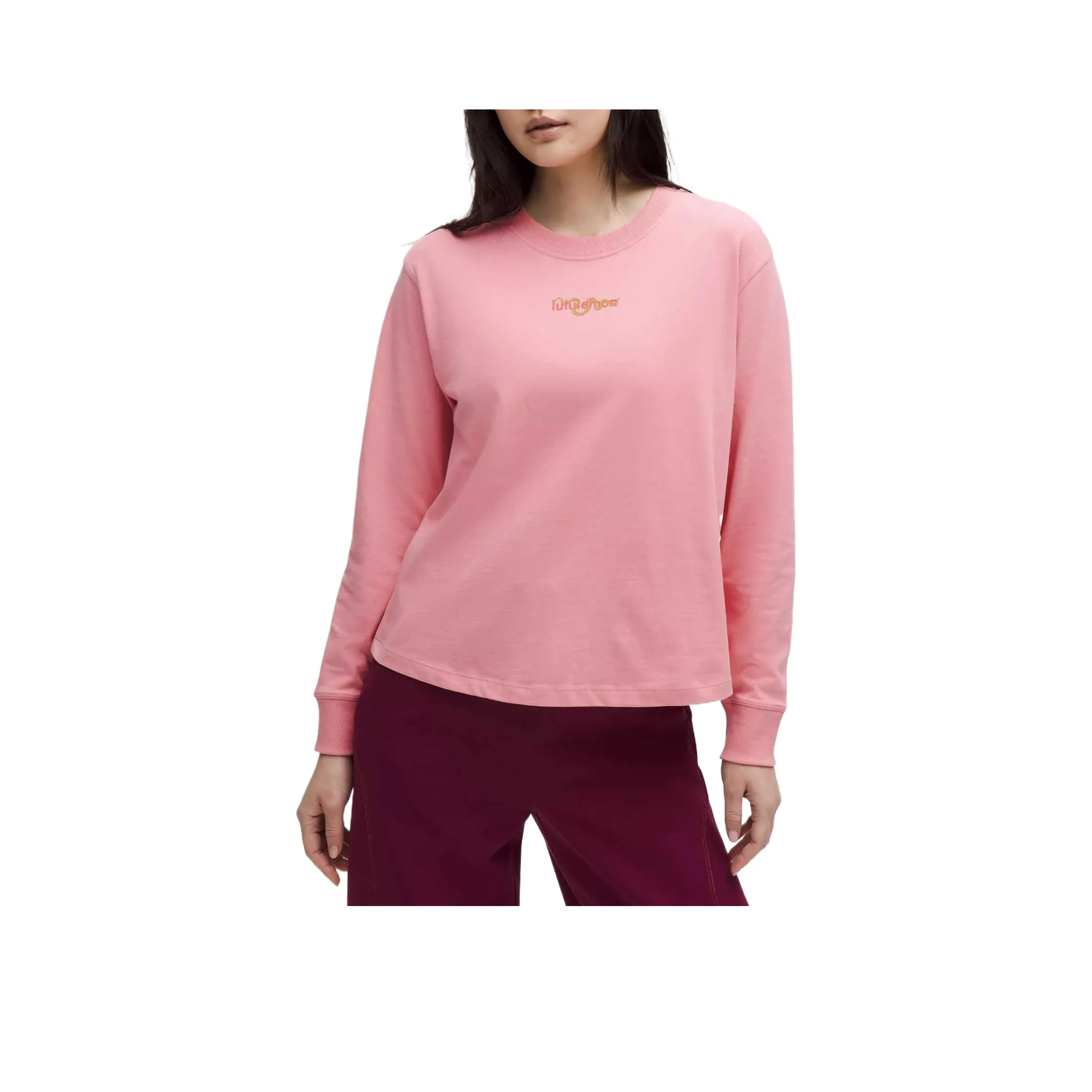 lululemon Китайский Новый Год Расслабленная Форма Рубашка Женская Розовая Прилив