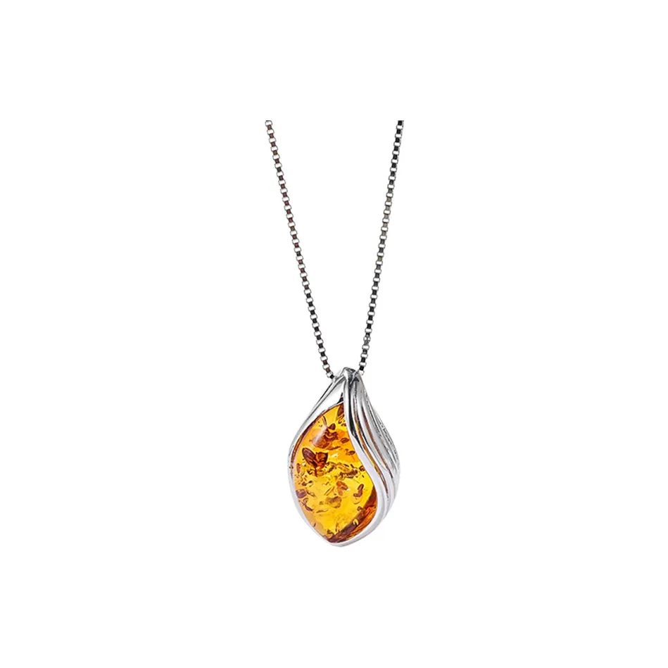 S&A S925 Silver, Amber Fine Jade Necklaces Women's