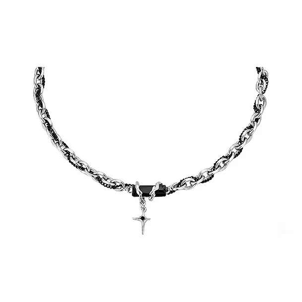 AKAK Титановые стальные ожерелья унисекс серебристо-белый