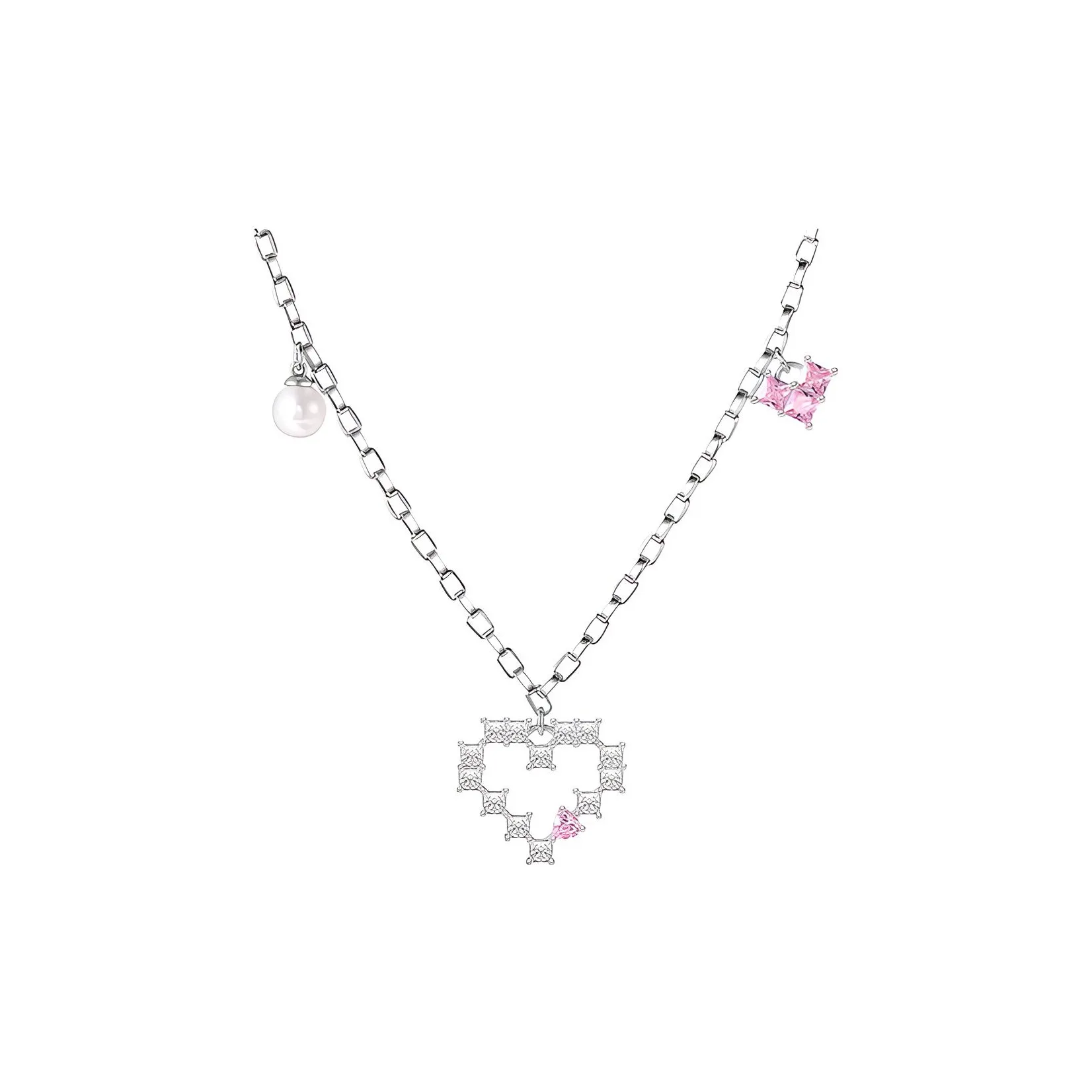 Abyb Charming Синтетический Кубический Цирконий/Стразы Ожерелье Серебряное Женское