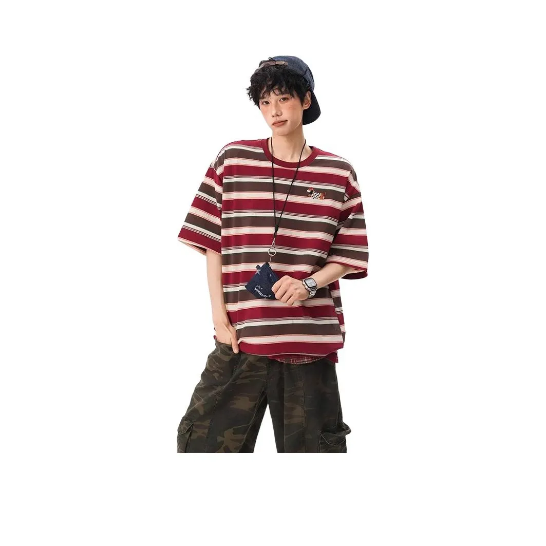 DANJUE Красный и Белые полосы Унисекс T-рубашки