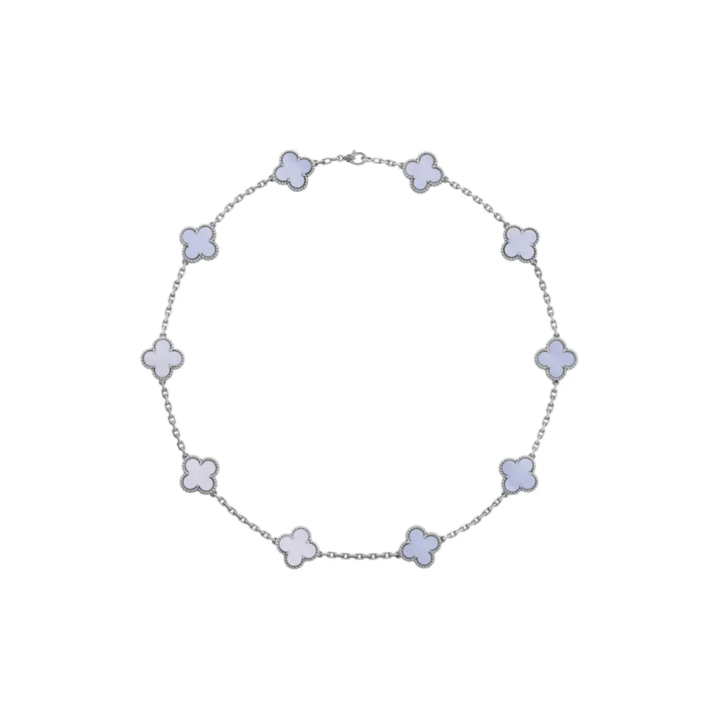 Van Cleef & Arpels White Karat Gold, Chalcedony Necklaces Women's