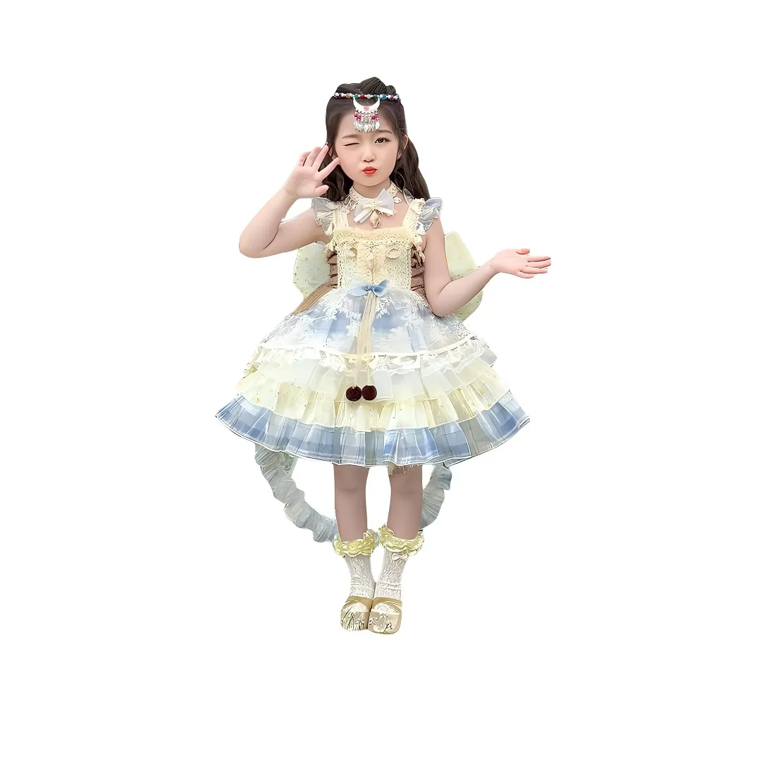 Lanza Платье в богемном стиле Платье-камзол + Подюбник + Ободок для детей 3-7 лет