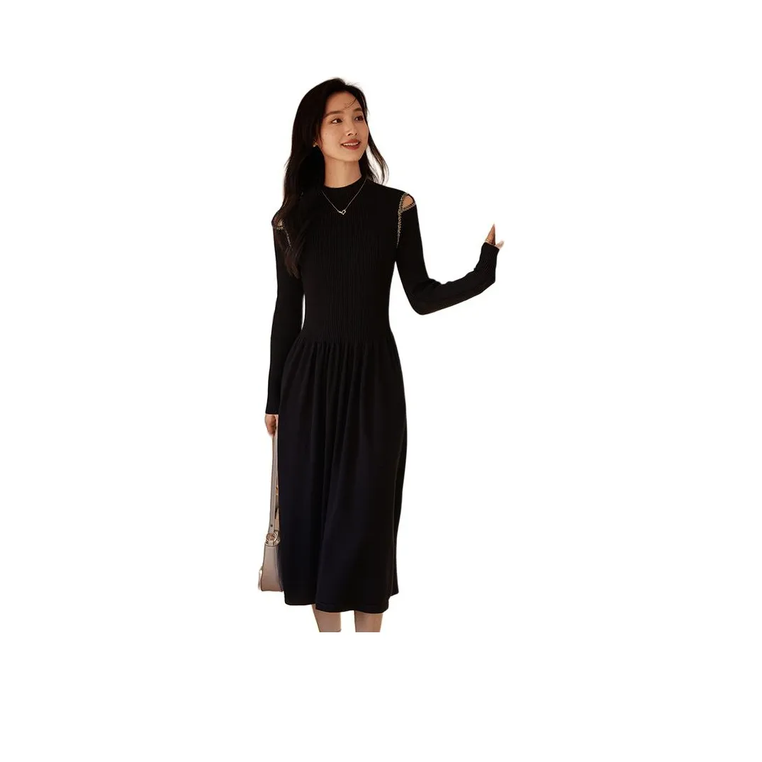 VICTORIA VERA Длинное платье с длинными рукавами женское черное