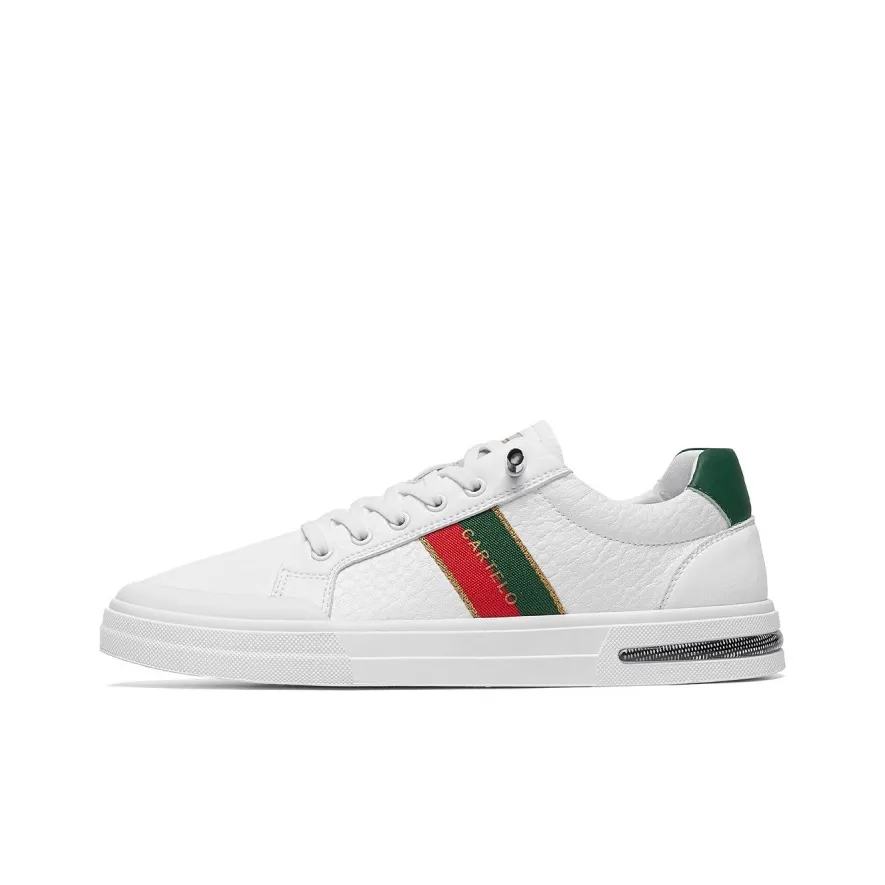 CARTELO Роскошь Стиль "Старые деньги" Гладкая кожа Белый Обувь Низкий Топ Скейтборд Кроссовки Мужские