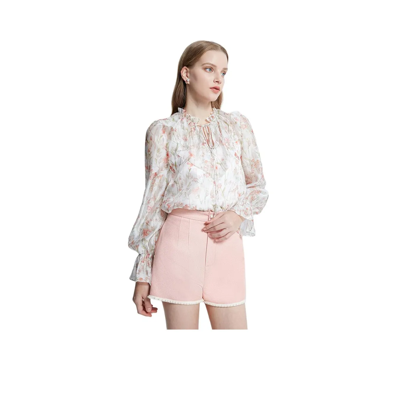 Caroline Шифон Рубашка Женская Персиково-Розовая