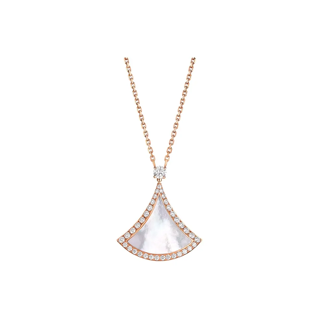 BVLGARI Divas' Dream Series 18K Rose Gold Necklaces Unisex Silver White