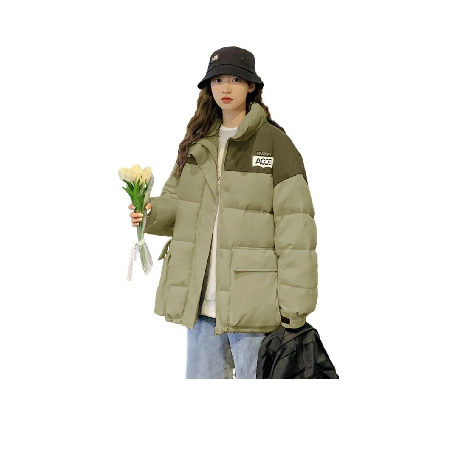 Tonlion Down Jacket Women's Gray Pea Green