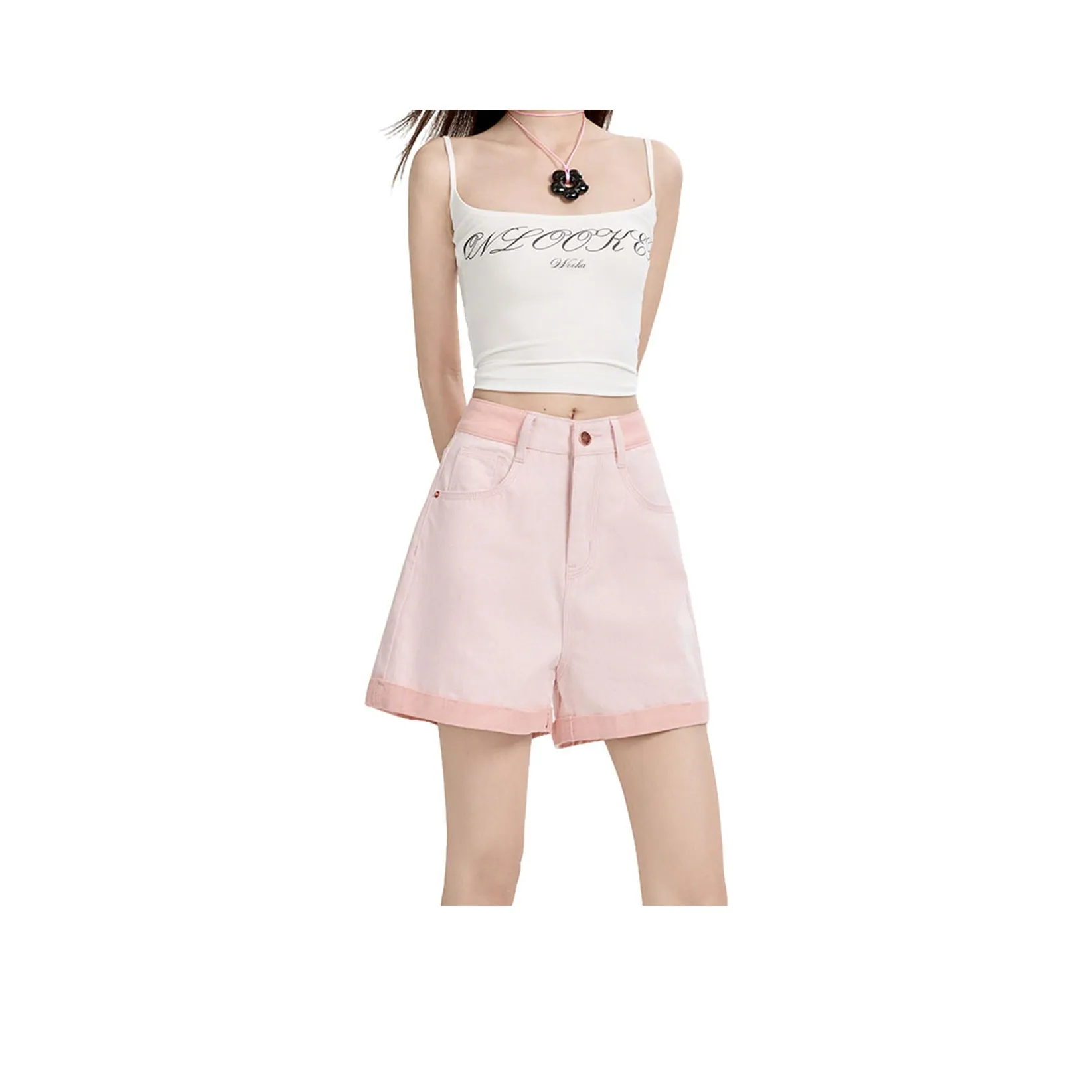 Снупи Розово-вишневые Женские Джинсовые Шорты