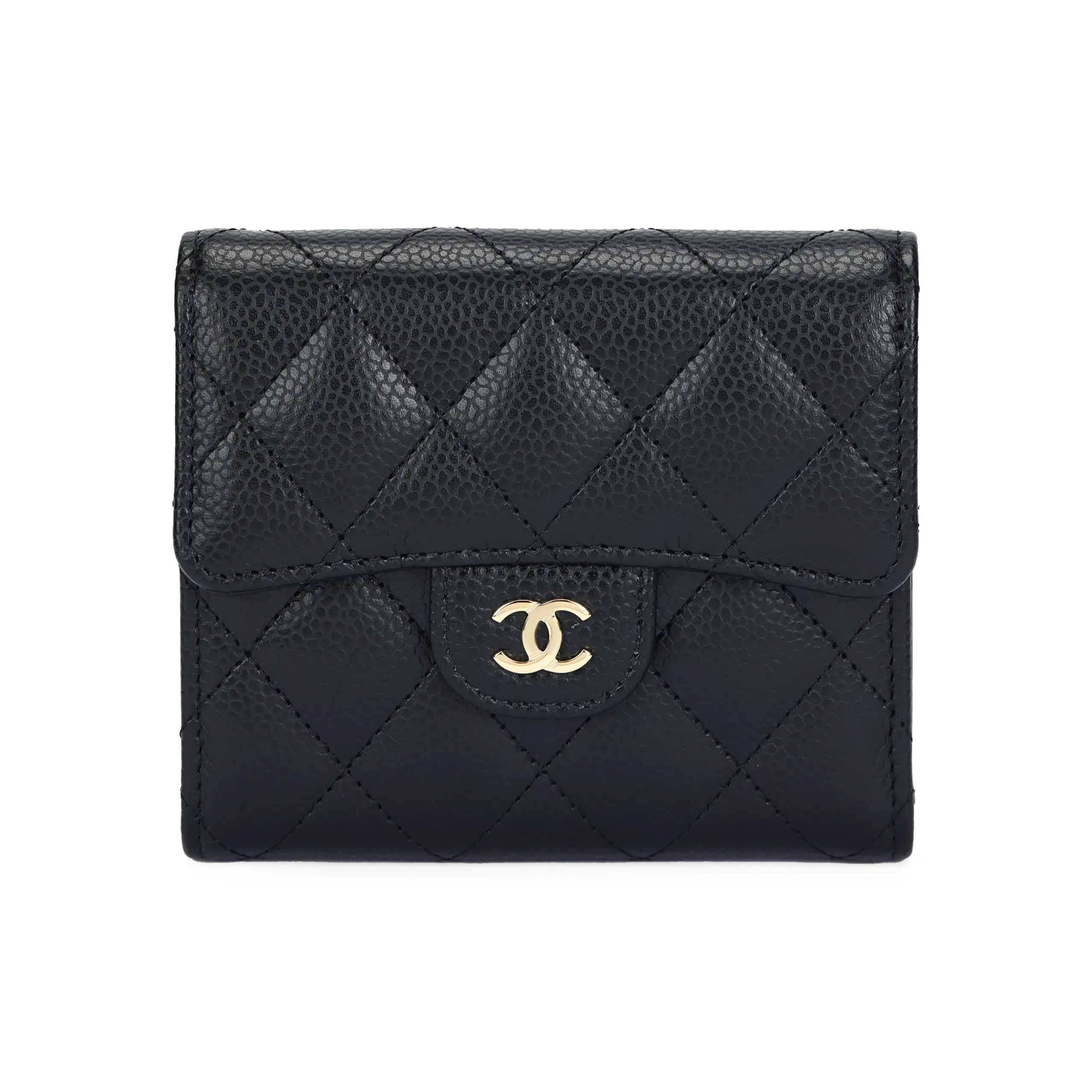 CHANEL Calfskin Handheld Wallet Women's Black