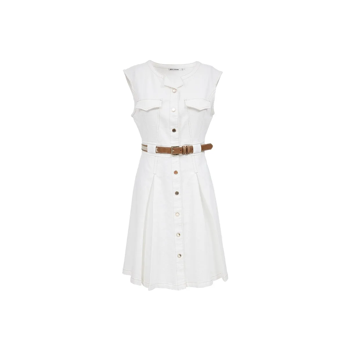 Only J2Z Белый деним Жаккард Принт Женские Платья без рукавов