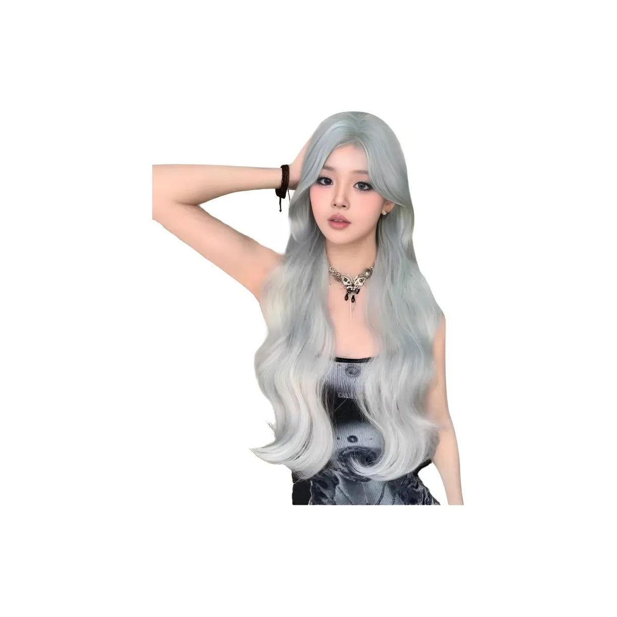 Time Shadow Lost Mermaid Перука для Женщин Синий Градиент Длинные Волосы с Большой Волной