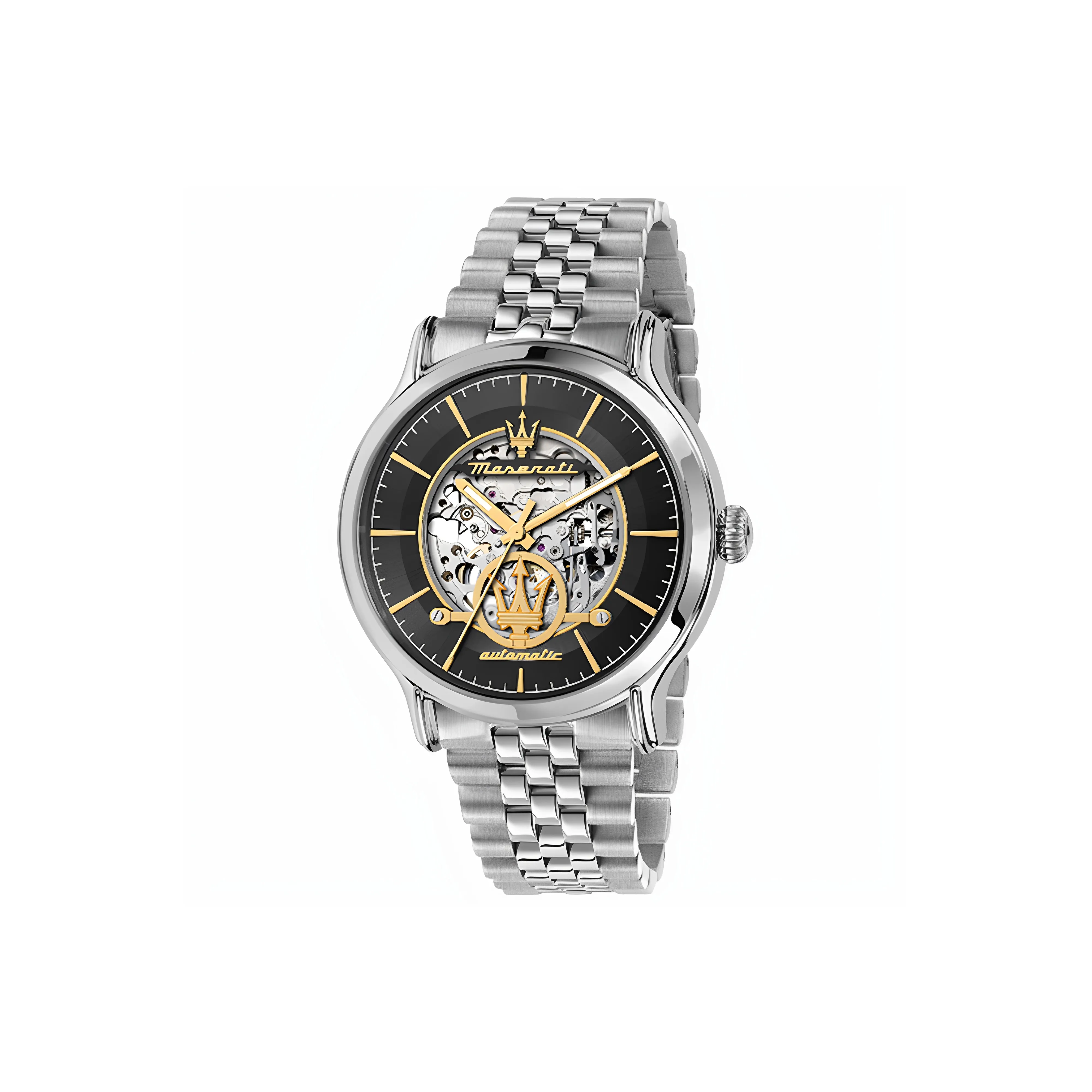 Maserati Vintage Collection Механические автоматические часы стальной ремешок 42 мм циферблат с узором "скелет" унисекс