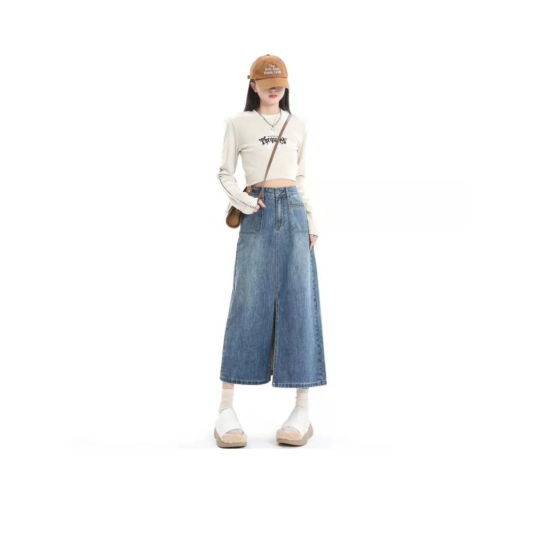 YINLEI Деним Длинная Юбка Женская