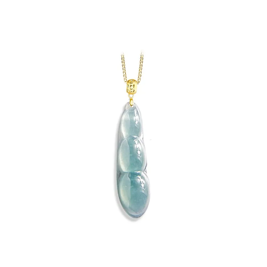 Long Fu Glutinous Jade Necklace Holiday Accessory # Good Luck Women's