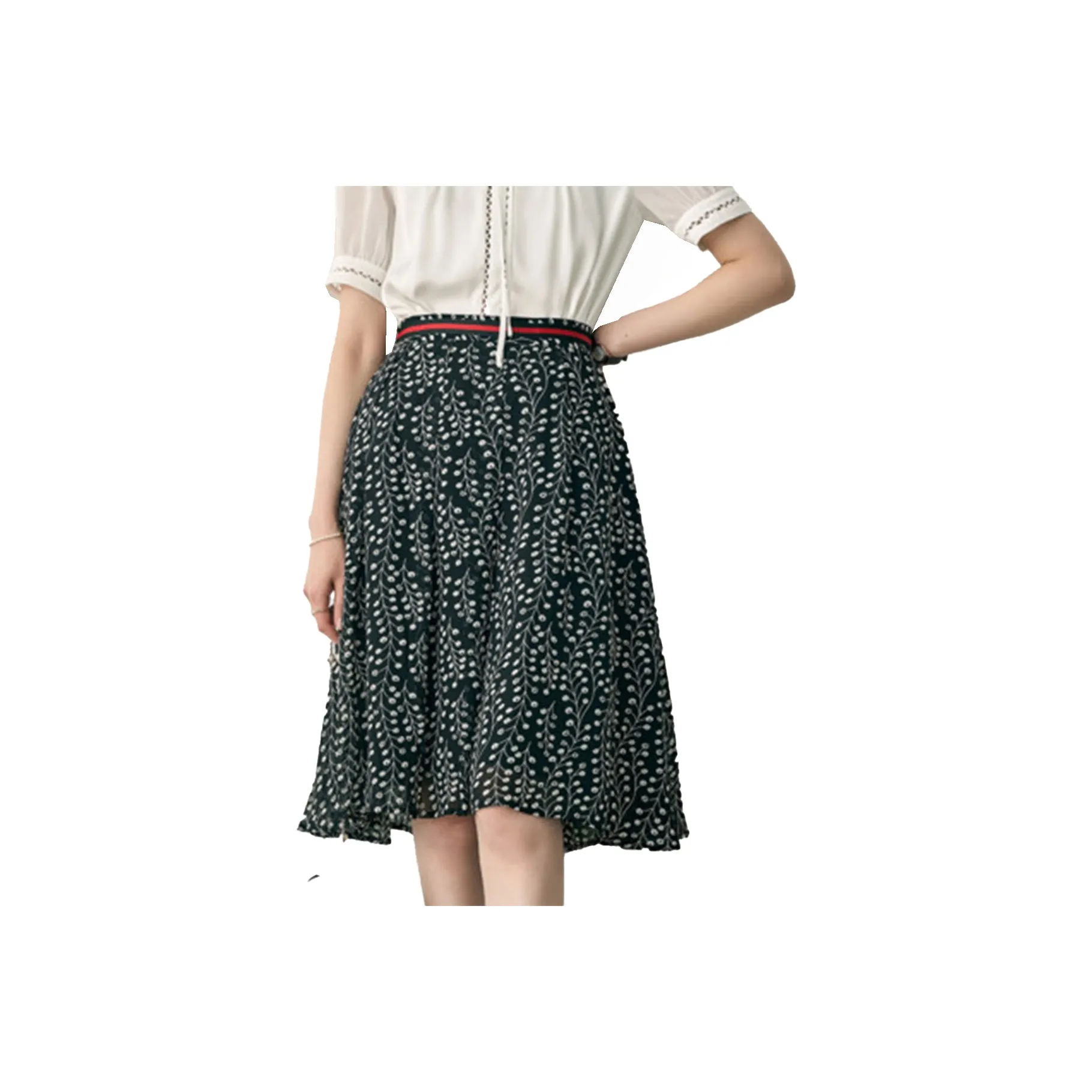 Mula Черный цветок Женские Повседневные длинные юбки