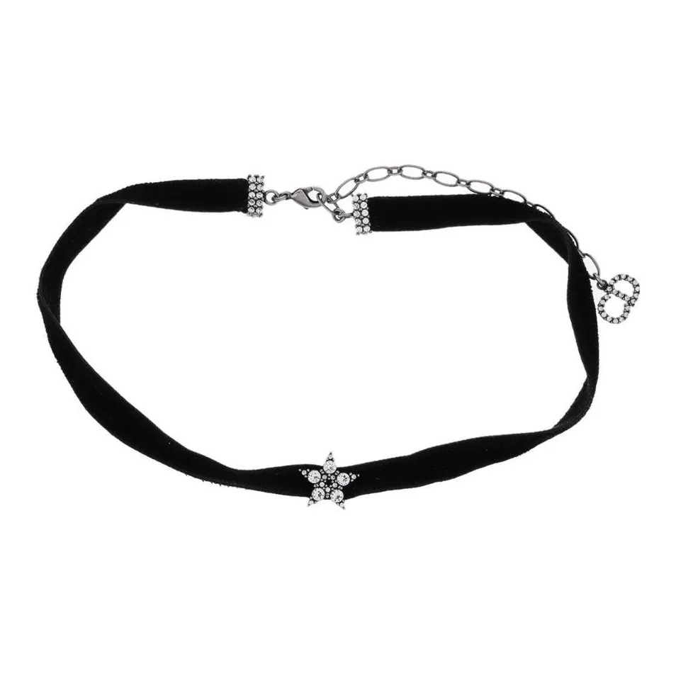 DIOR Кристальные ожерелья Женские Черный