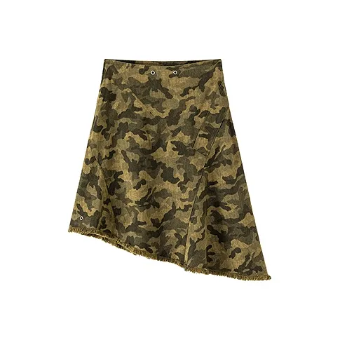 CHUU Зеленый камуфляж Женская Повседневная Короткая Юбка