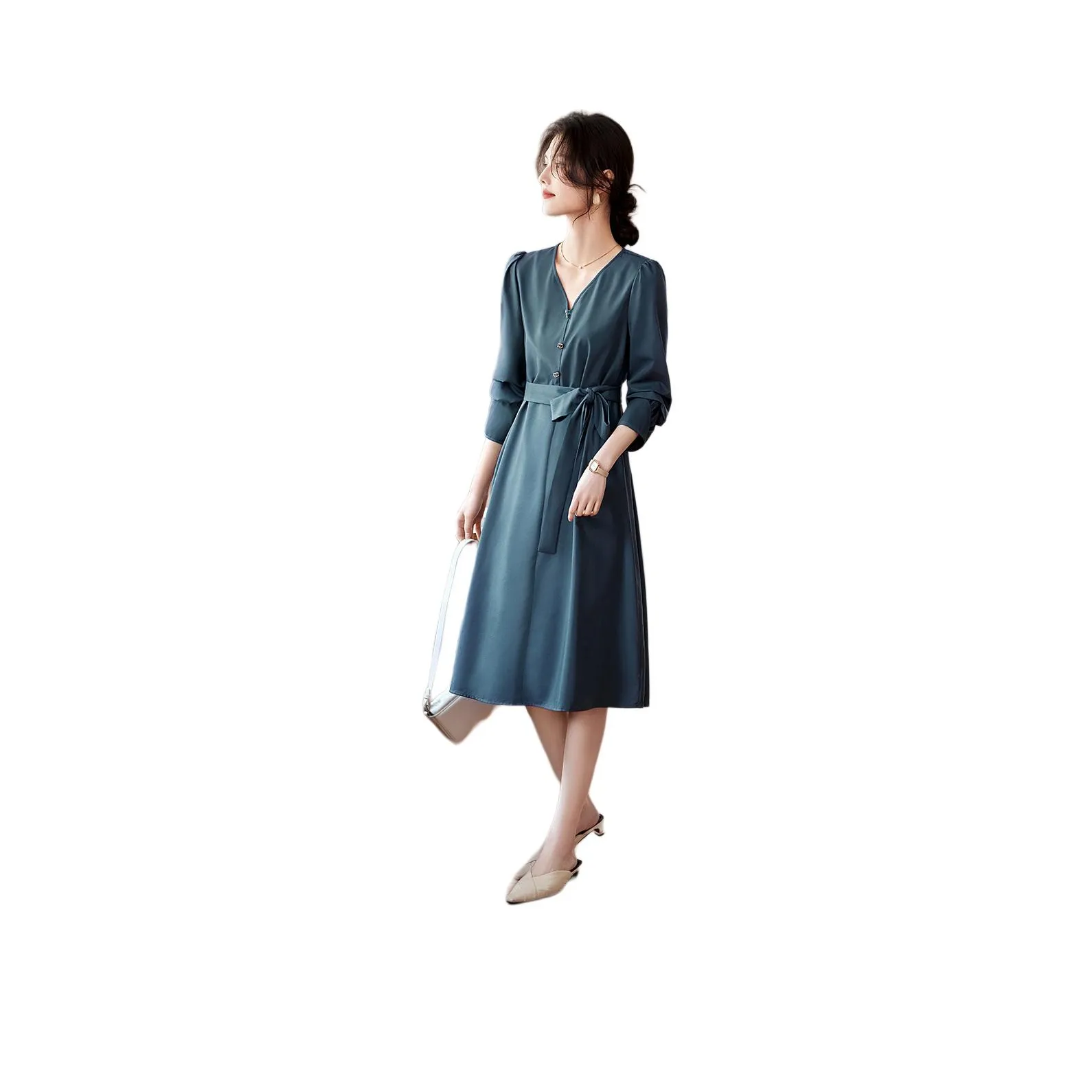 XWI Long Sleeved Dresses Women's Peacock Blue