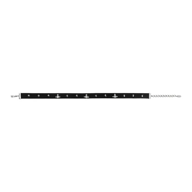 Vivienne Westwood Brass Leather Necklaces Men's Silver/Black