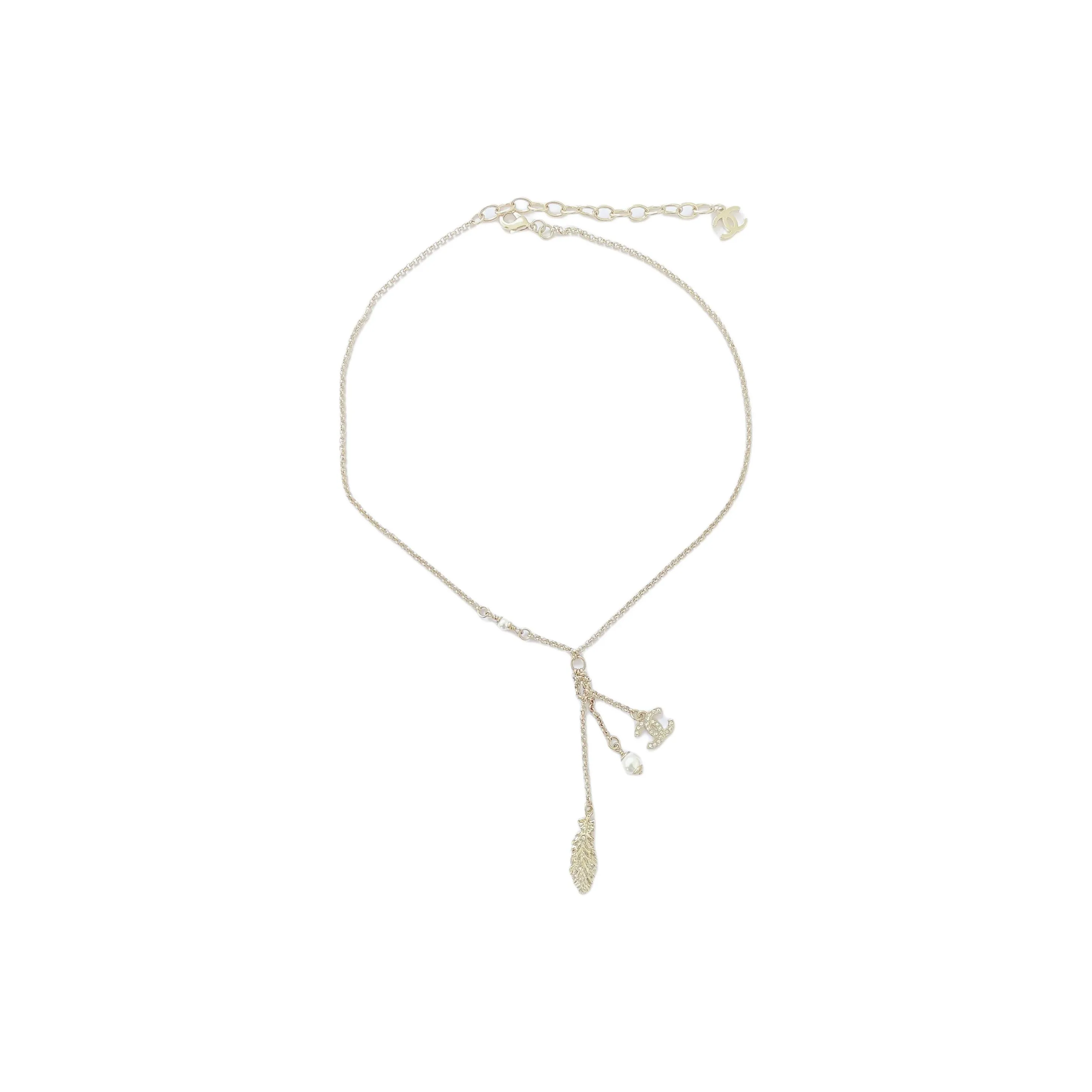 CHANEL Glass Pearl Necklaces Unisex Gold