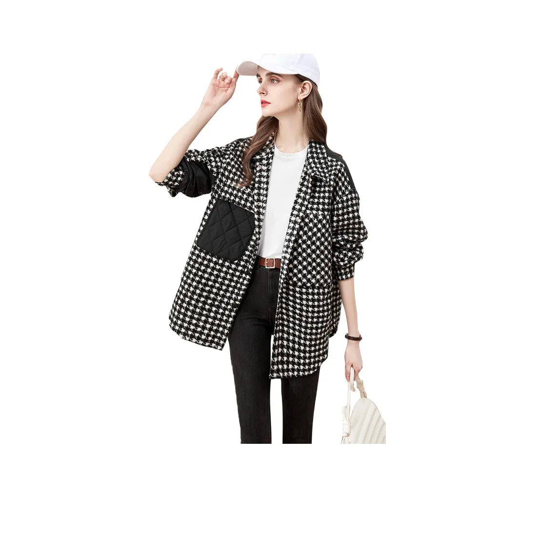 TOUCH Coat Women's Black White Houndstooth