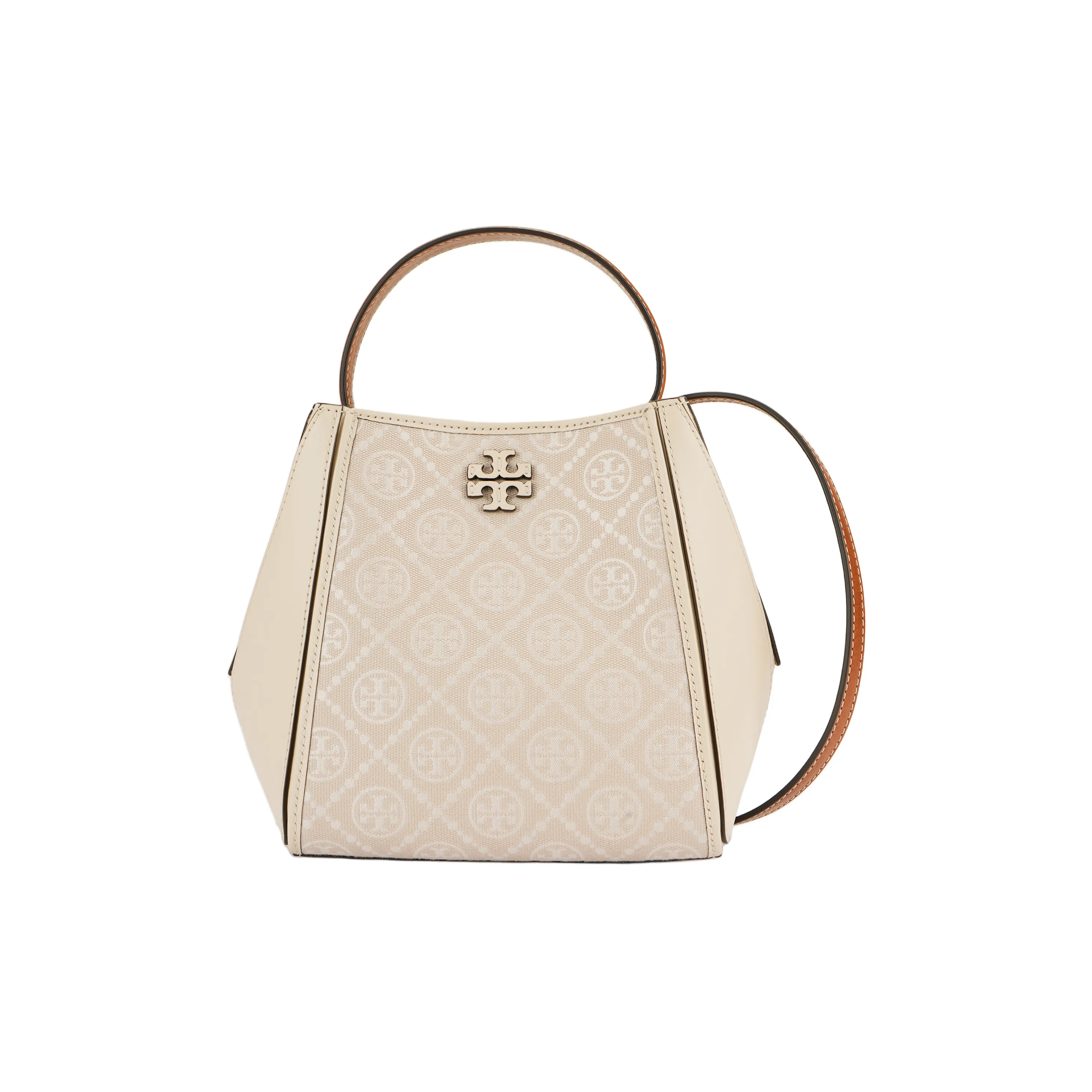 TORY BURCH McGraw Litchi Grain Leather Bucket Bag, Shoulder Bag, Crossbody Bag, Handbag Small Women's Ivory