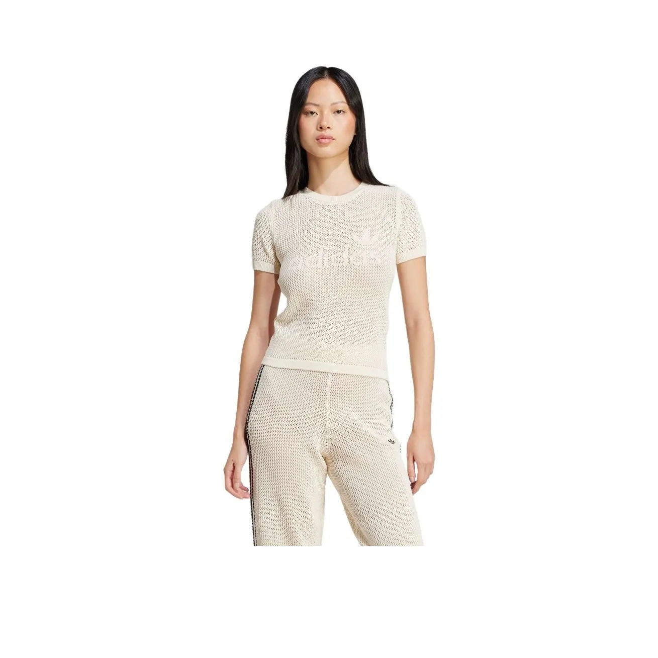 Adidas Women's Premium Crochet Cali T Shirt Wonder White