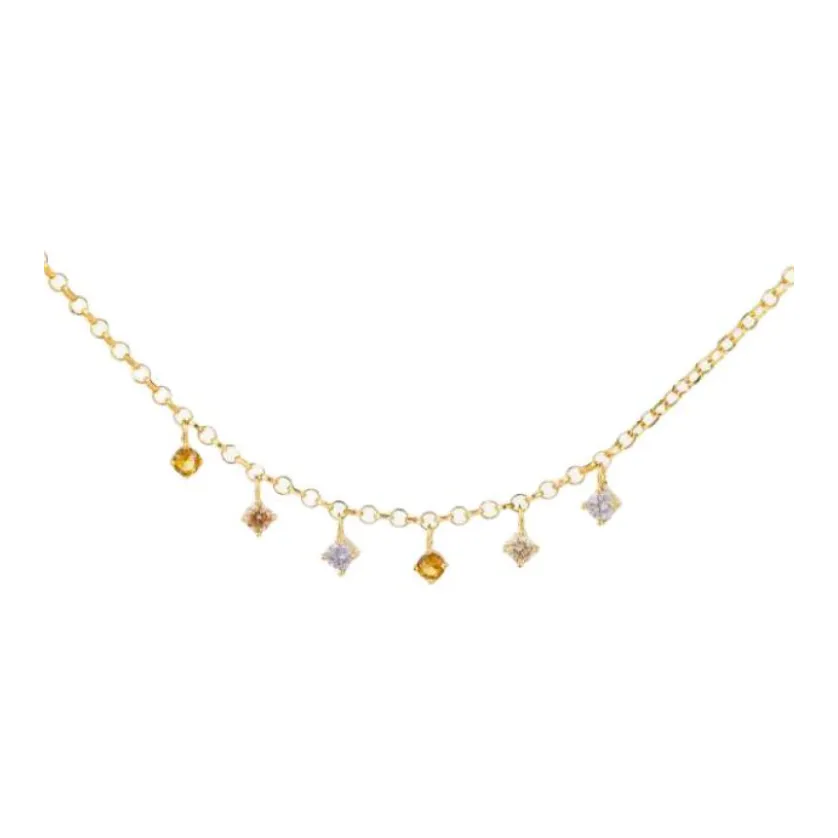 Radiant Stainless Steel, Gemstone, Glass Necklaces Women's Gold