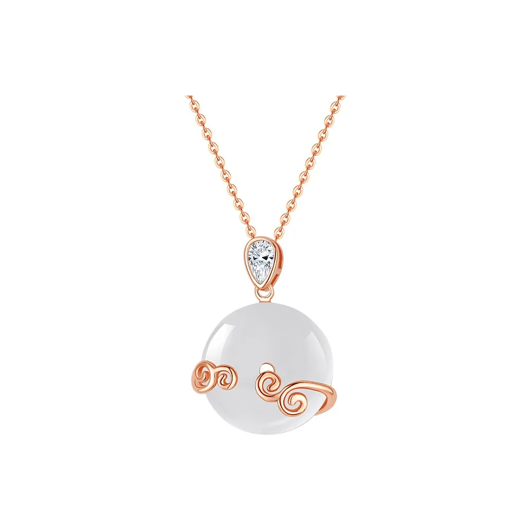Bubble Scallops Chalcedony Necklaces Women's