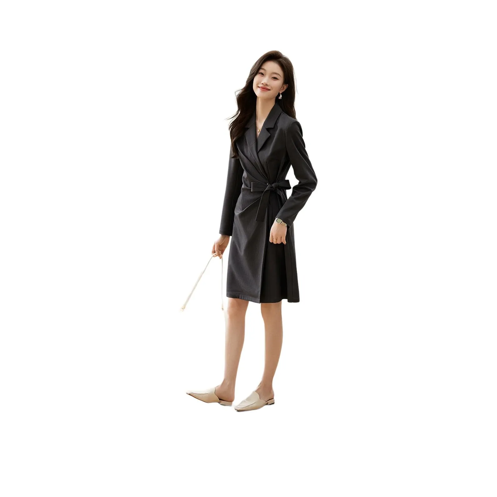 Mo Han Yi Mei Long Sleeved Dresses Women's Dark Gray