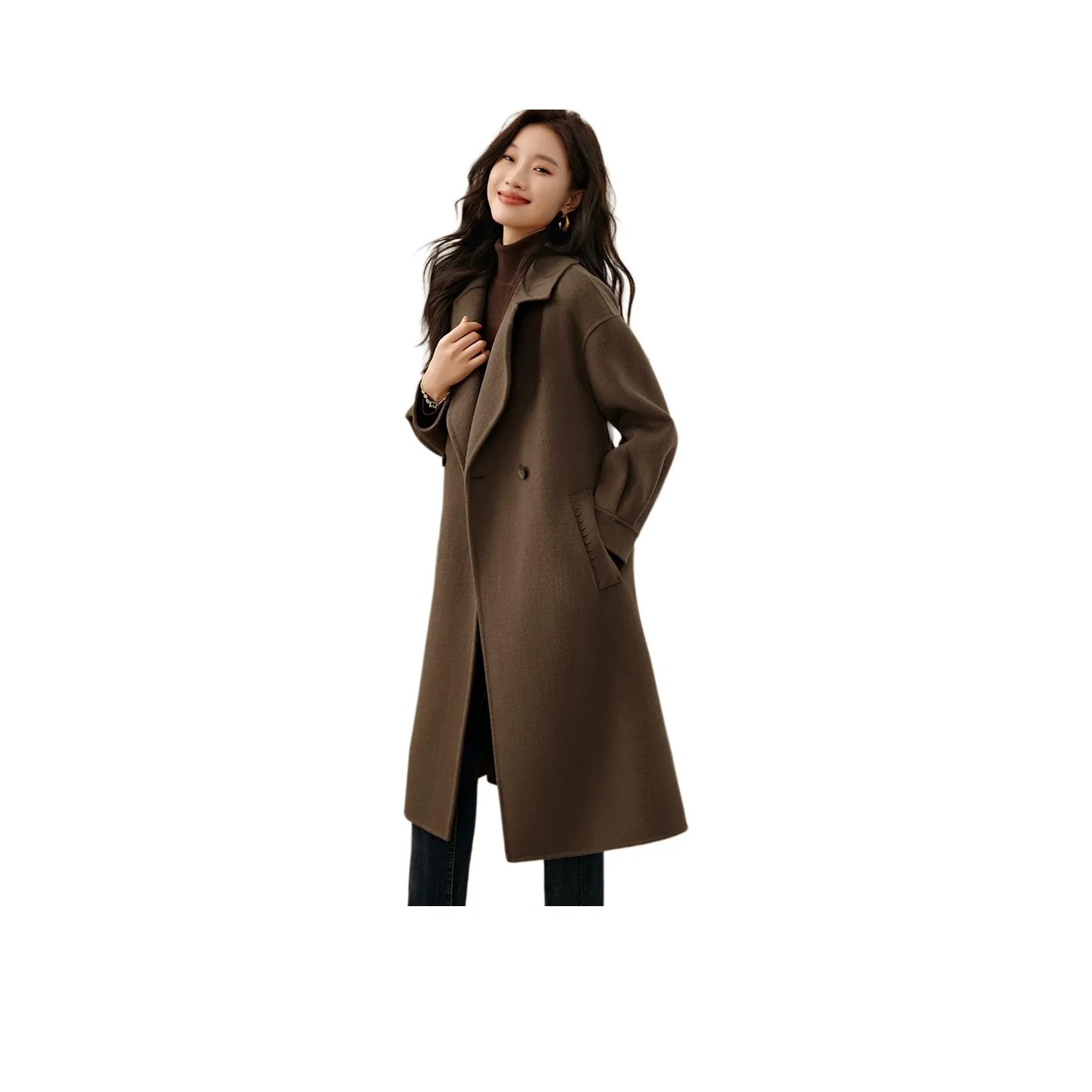 Mo Han Yi Mei Пальто Женское Кофейного цвета