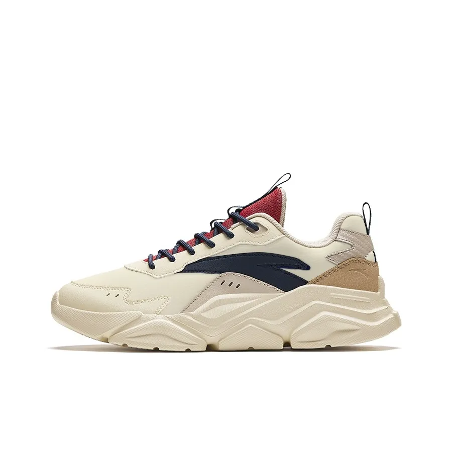 ANTA Амортизация Износостойкий Низкий Топ Повседневная Обувь Мужская Бежево-Синяя