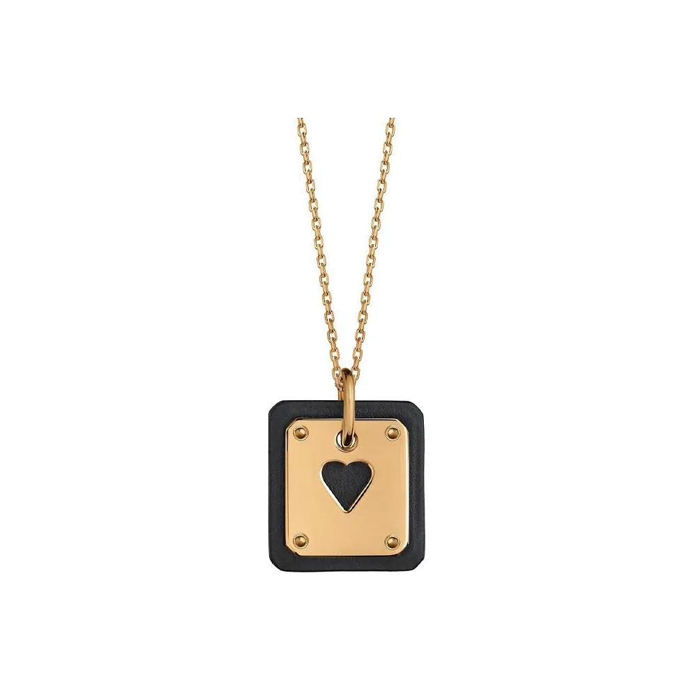 HERMES Gold Plated Metal, Calfskin Necklaces Women's