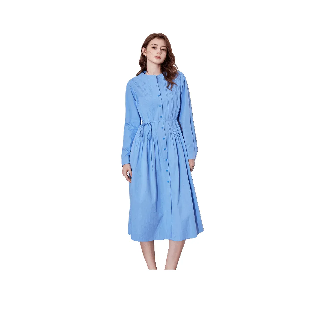 Huagaa Long Sleeved Dress Women's Colorful Blue