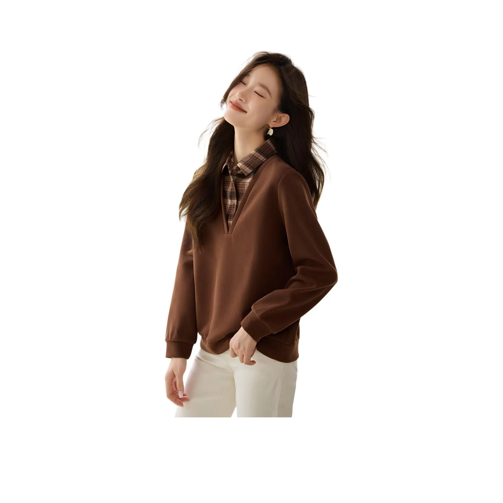 Mo Han Yi Mei Толстовка Женская Кофейного цвета