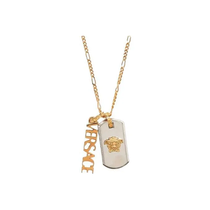 VERSACE Medusa Logo Tag Chain Linked Necklace
